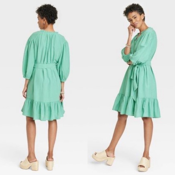 KNOX ROSE 3/4 Sleeve Belted Dress Medium - Picture 1 of 11